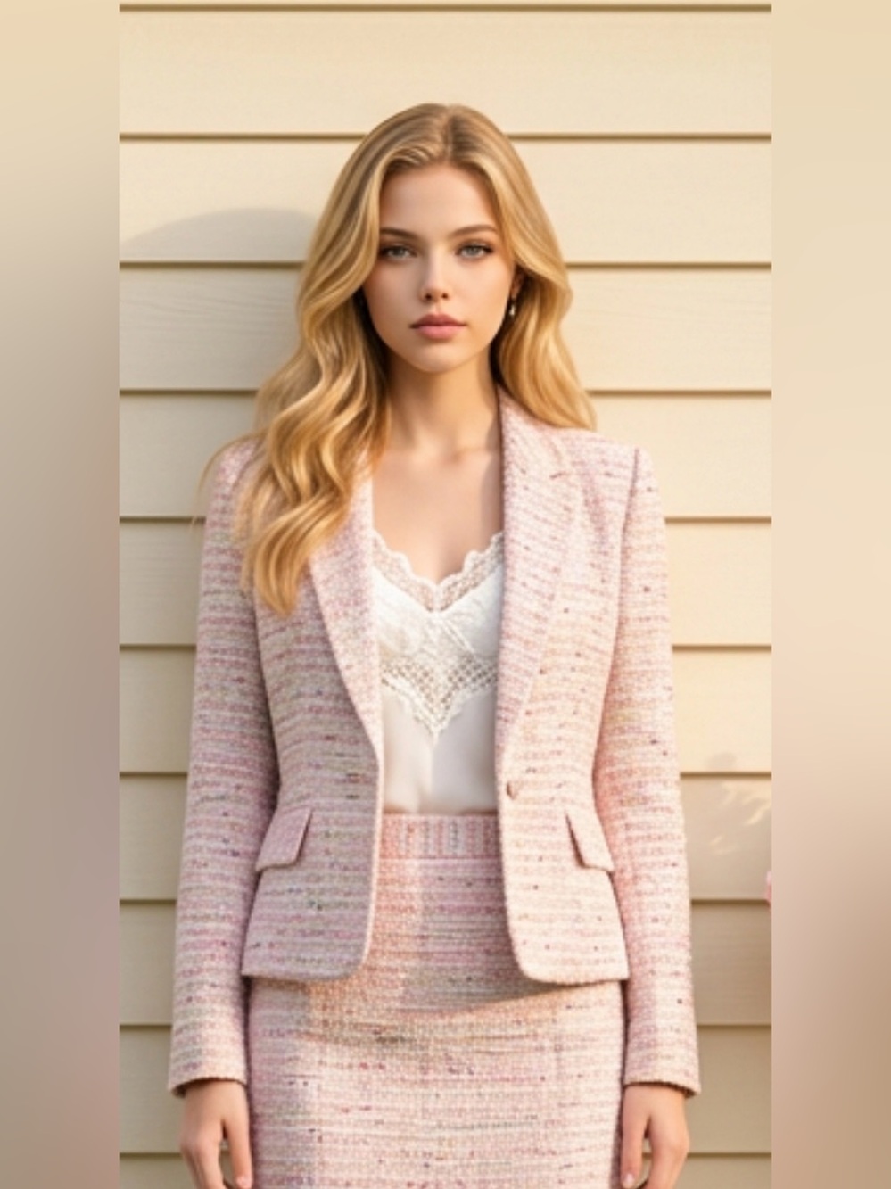 Serra Pink Tweed Blazer